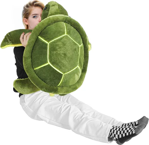Civaner Animales de peluche grandes de tortuga marina verde, juguetes de felpa suave y gigante, almohada corporal de tortuga oceánica, muñeca de