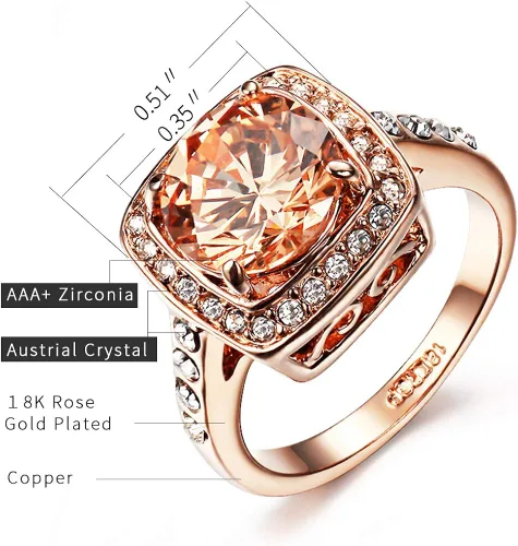 Miniatura 2 de Acefeel Anillos brillantes amarillos del topacio de la circona cúbica para las mujeres 18K chapado en oro rosa, Circonita, oro blanco, cobre, oro