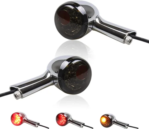 Miniatura 8 de Señales de giro LED universales ahumadas de bala delantera y trasera, luces traseras de freno para motocicleta 12V Compatibles con Harley Sportster