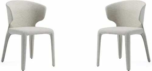 Miniatura 16 de Manhattan Comfort Conrad - Sillas de comedor modernas de mediados de siglo, muebles de cocina tapizados de tweed con respaldo contorneado, acolchado