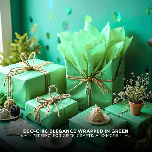 Miniatura 6 de SANZIX 150 hojas de papel de seda verde para bolsas de regalo a granel de 20 x 14 pulgadas, papel de regalo verde perfecto para decoraciones del día