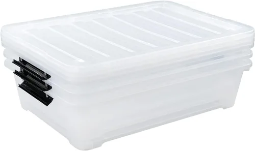 Miniatura 7 de Zopnny Paquete de 3 cajas de almacenamiento de plástico de 40 cuartos de galón, contenedor de almacenamiento grande transparente debajo de la cama