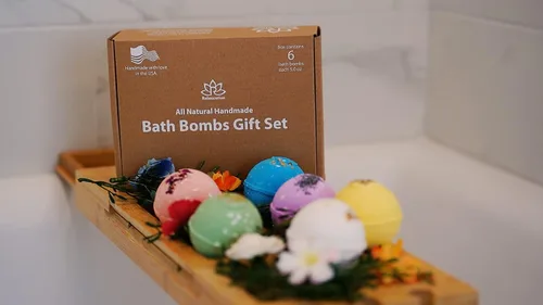 Miniatura 3 de Set de bombas de baño orgánicas hechas a mano en Estados Unidos para mujeres, totalmente naturales con sal de Epsom, relajación, sal del Mar Muerto
