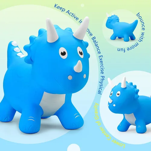 Miniatura 5 de PlayZap Caballo de tolva animoso de dinosaurio, tolva de animales hinchables para niños pequeños, paseo inflable en la tolva de dinosaurio