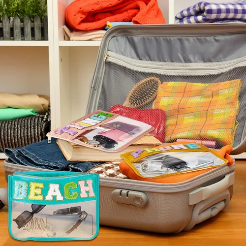 Miniatura 5 de Patelai 3 bolsas de felpilla con cremallera para viajes, bolsas transparentes para aperitivos, bolsa impermeable para cosméticos, bolsa de nailon