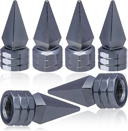 Miniatura 67 de 4 piezas de tapas de válvula de rueda con forma de punta, válvula de rueda de aleación de aluminio con punta, tapas de aire universales a prueba