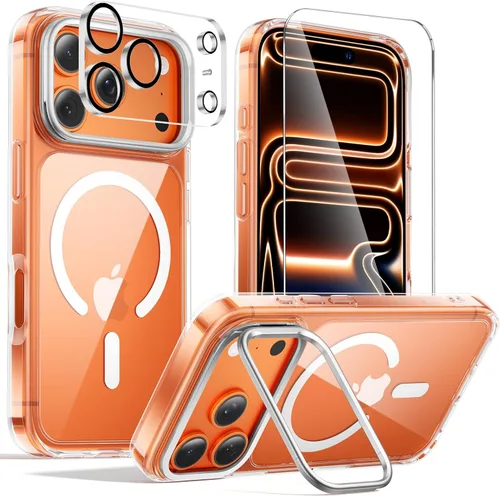 Miniatura 30 de Tigowos - Funda magnética para iPhone 15, resistente a las caídas, sensación de piel mate, a prueba de golpes, delgada, negro mate