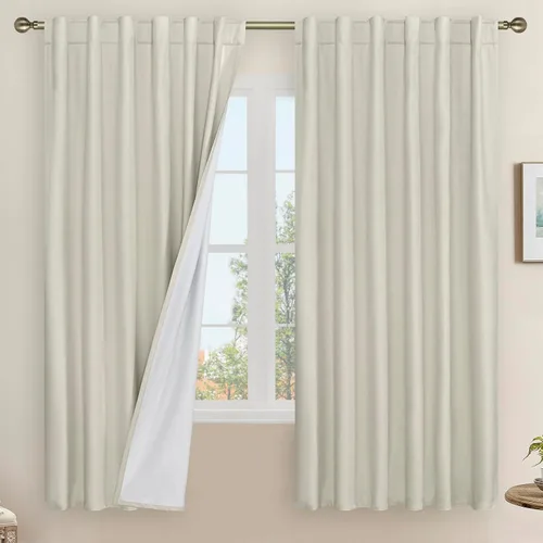 Miniatura 124 de LAMIT Cortinas de lino natural 100 % opacas para ventana, para dormitorio, 45 pulgadas, cortinas térmicas con textura de lino estilo granja