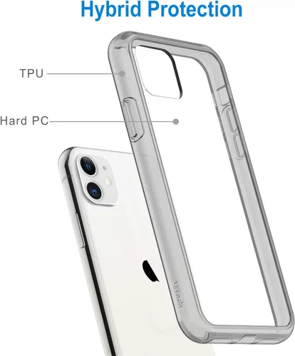 Miniatura 3 de JETech - Funda para iPhone 11 6.1 pulgadas, cubierta antiarañazos y a prueba de golpes, parte trasera transparente sin amarillamiento (gris)