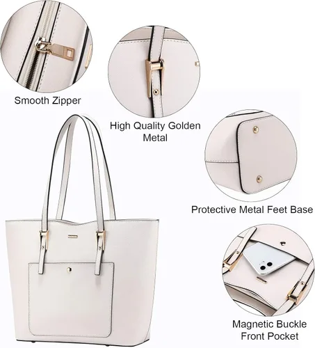 Miniatura 4 de Handbags for Women Fashion Tote Bags Shoulder Bag Top Handle Satchel Purse Set 3pcs