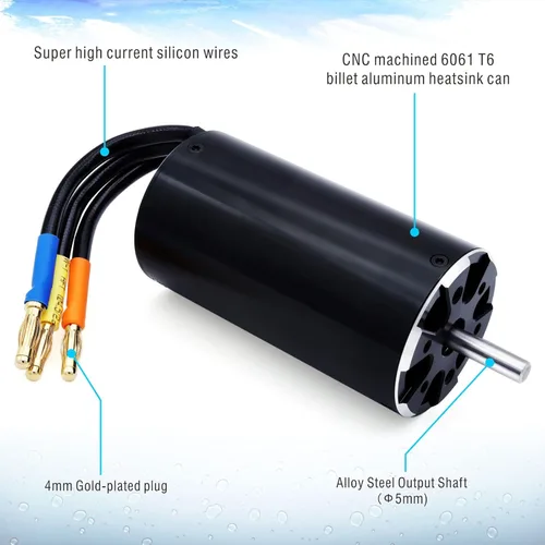 Miniatura 4 de Surpass Hobby 4074 1350KV Motor de barco RC Diseño de 4 polos Motor sin escobillas Piezas de repuesto para barco (1350kv) Adecuado para barco RC