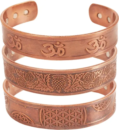 Miniatura 26 de Pulseras de cobre Touchstone regalo para hombres y mujeres joyería magnética 100% pura y sólida ajustable juego de pulseras hechas a mano