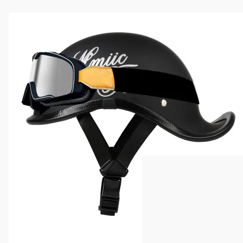 Miniatura 23 de Medio casco de motocicleta vintage, aprobado por el DOT, para adultos, casco convertible vintage para scooters, ciclomotores, cascos de motocicleta