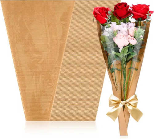 Qilery 100 bolsas de regalo para ramo de flores, bolsas de regalo para ramo de flores, bolsas a granel para despedidas de soltera, bodas, Marrón