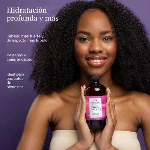Miniatura 2 de HERITAGE STORE Aceite de ricino orgánico, botella de vidrio, tratamiento nutritivo para el cabello y la piel, aceite para el cabello, suero