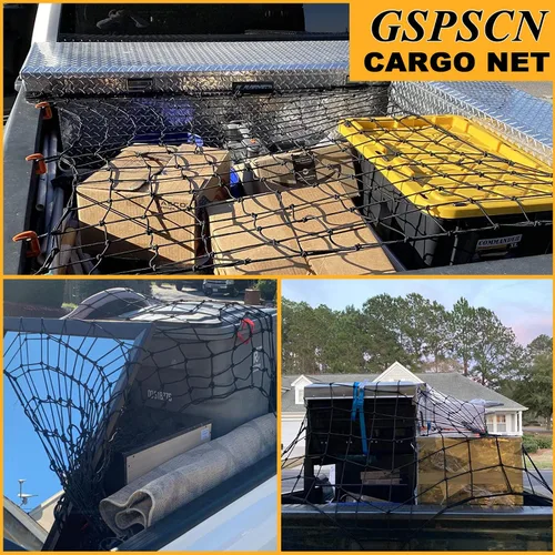 Miniatura 7 de GSPSCN Red de carga de 3 x 4 pies para cama de camioneta, remolque, barco, RV, SUV se estira hasta 9 x 12 pies Red máxima para portaequipajes, malla