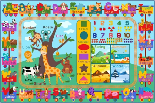 Miniatura 2 de Alfombra infantil para sala de juegos, alfombra educativa ABC de 3 x 5 pies para aula, alfombra divertida del alfabeto para aprender números