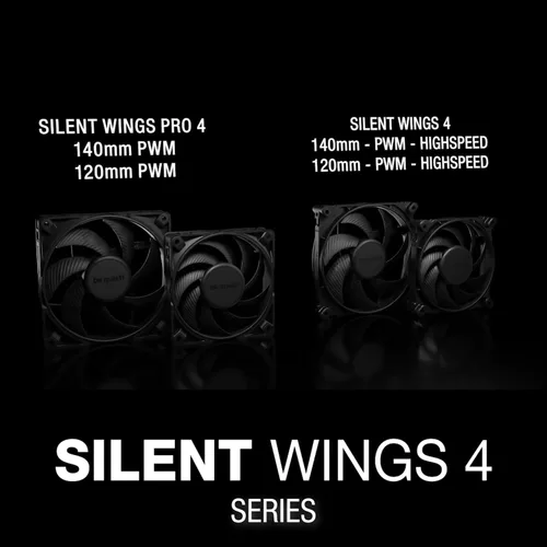 Miniatura 8 de be quiet! Silent Wings Pro 4 140mm PWM Alta Velocidad 2400 RPM Ventilador de Enfriamiento Premium Bajo Ruido 4-Pin BL099 Negro