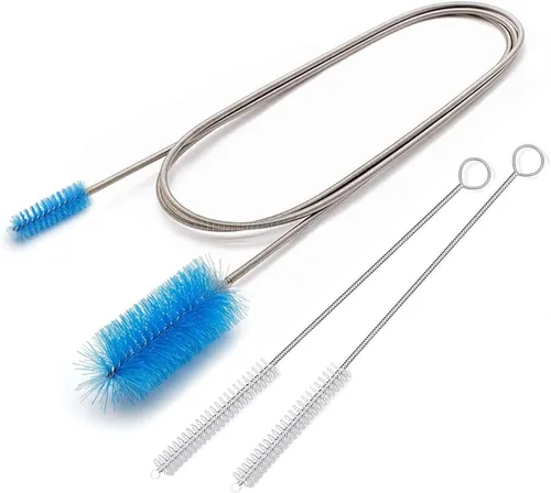 Miniatura 8 de Juego de cepillos de drenaje flexibles de 67 pulgadas, limpiador de tuberías de manguera larga de doble extremo con 2 cepillos de limpieza de paja
