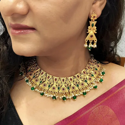 Miniatura 3 de Efulgenz Indian Wedding Jewelry for Women Antique Gold Tone Pink Choker Necklace Set Faux Pearl Drop Dangle Earrings Faux Kundan Bridal Set Indian