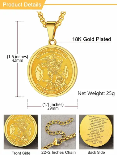 Miniatura 235 de U7 Saint Benedict/Michael Medal Necklace, 316L Stainless Steel Virgin Mary Necklace for Men Women, Bible Verse Protection Necklace Catholic