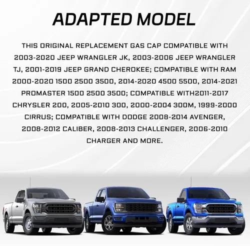 Miniatura 6 de Tapa de combustible de repuesto para Jeep Dodge Ram Chrysler #52030377AB 5278632AG 52030377AA Tapa de llenado Tapa de depósito de combustible