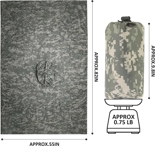 Miniatura 3 de GRVCN Poncho de lluvia militar, impermeable de camuflaje impermeable ligero al aire libre