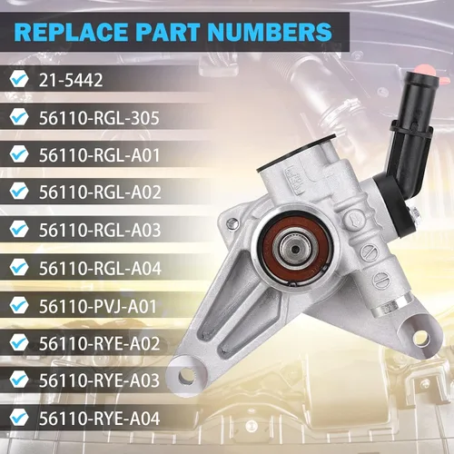Miniatura 3 de Bomba de dirección asistida Compatible con Honda Pilot 3.5L 2005-2008, Honda Odyssey 3.5L 2005-2010, Acura MDX 3.7L 2007-2013 - Reemplaza 21-5442