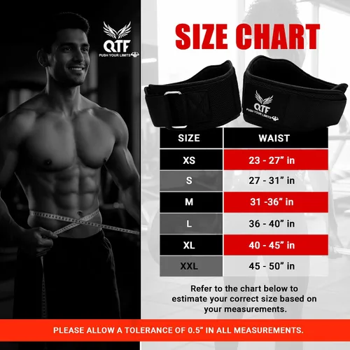 Miniatura 5 de QTF Cinturón de neopreno para levantamiento de pesas, ajustable de 6 pulgadas, soporte de gimnasio para estabilidad y apoyo lumbar, cinturón