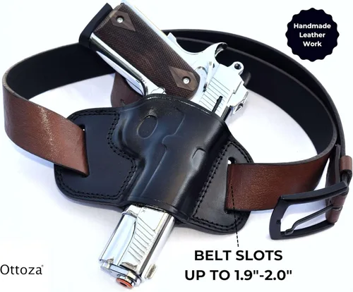 Miniatura 6 de Ottoza Funda de cuero hecha a mano derecha para pistola 1911 – Funda OWB para pistola 1911 se adapta a la mayoría de los modelos 1911 COLT – Kimber