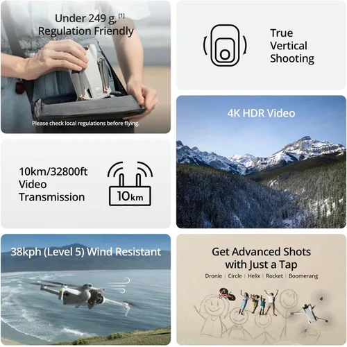 Miniatura 2 de DJI Mini combo de 3 vuelos más (DJI RC), drones con cámara para adultos 4K, 3 baterías para 114 minutos de tiempo de vuelo, disparo vertical