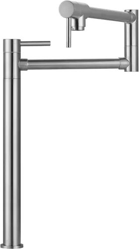 Miniatura 13 de WOWOW Pot Filler Faucet - Grifo de estufa de montaje en cubierta, relleno de olla de latón macizo, negro mate con brazo oscilante elástico de doble