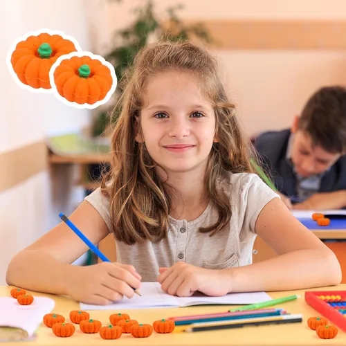Miniatura 5 de FOIMAS 30 borradores de calabaza 3D, mini borrador de goma de calabaza para niños, estudiantes, Halloween, otoño, Acción de Gracias, fiesta, 33