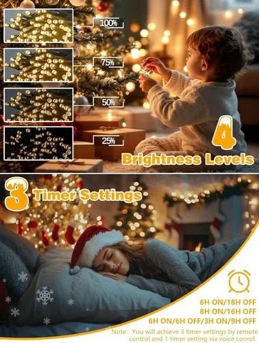 Miniatura 5 de Luces de Navidad controladas por voz con control remoto, cadena de 300 luces LED de 99 pies para interiores y exteriores con 12 modos, 3
