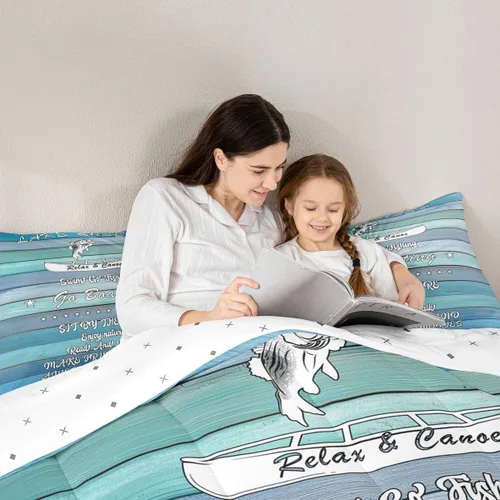 Miniatura 5 de Erosebridal Juego de edredón de reglas del lago, juego de ropa de cama tamaño matrimonial, edredón rústico para niños y niños, decoración de cabaña