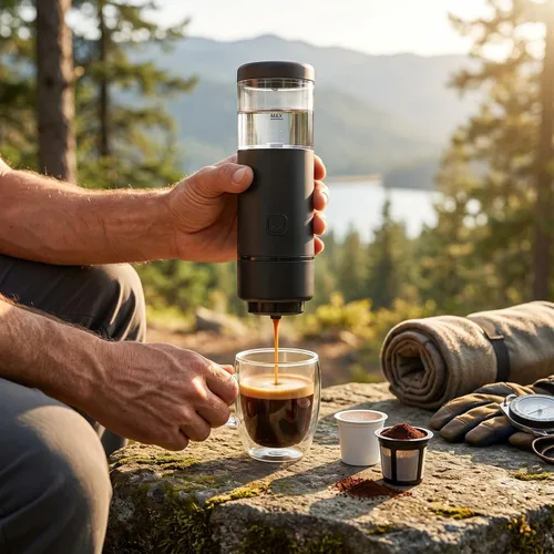 Miniatura 5 de Cafetera portátil Cocoarm para viajes, máquina de café espresso de camping Battery Powered Rechargeable, Compatible with Ground Coffee & K-CUP