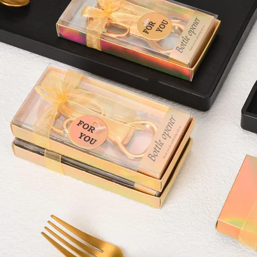 Miniatura 6 de 24 abrebotellas dorado para regalos de cumpleaños 60, regalos de fiesta de boda de oro 60, recuerdos o decoraciones para invitados (24, 60)