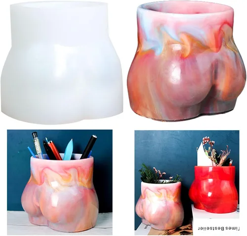 Miniatura 3 de Moldes de maceta de hormigón 3D para suculentas, moldes de silicona, soporte para brochas para bolígrafos, caja de almacenamiento, molde de resina