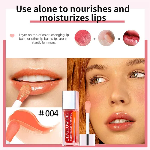 Miniatura 5 de GECOMO Aceite hidratante que brilla para labios, aceite hidratante que brilla los labios, aceite nutritivo brillante y transparente, aceite de 004-#