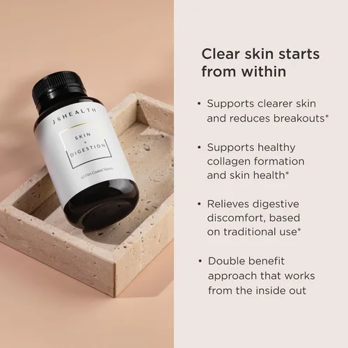 Miniatura 2 de JSHealth Fórmula de vitaminas para la piel y la digestión Suplemento de piel con zinc Cúrcuma de bardana Piel clara y saludable Tratamiento