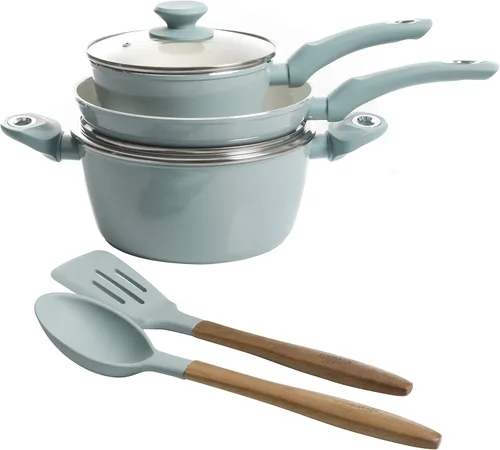Miniatura 2 de Gibson Home Plaze Café' - Utensilios de cocina de cerámica antiadherente de aluminio forjado aluminio con base de inducción y mango de baquelita