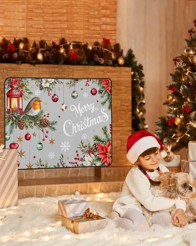 Miniatura 47 de Cubierta magnética azul para chimenea, detiene la pérdida de calor, pantalla de chimenea para interiores, bolas de gnomos de Navidad, árbol de copo