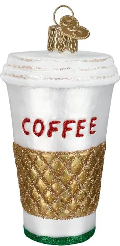 Miniatura 9 de Old World Christmas Adorno de cristal de capuchino soplado para árbol de Navidad, decoración navideña artesanal, colección de café