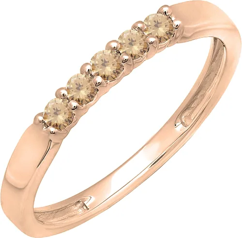 Miniatura 9 de Dazzlingrock Collection Anillo de boda redondo de 5 piedras preciosas o diamantes para mujer en oro macizo de 10 K/14 K/18 K