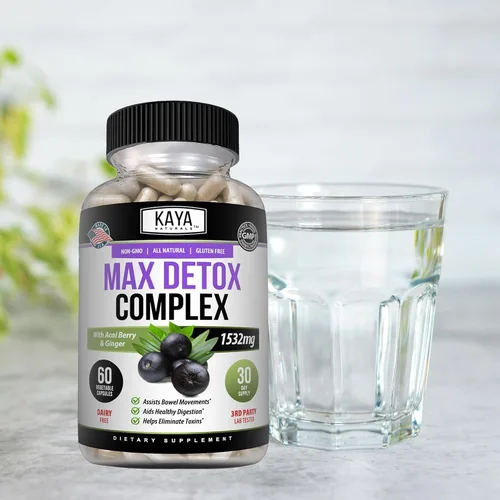 Miniatura 8 de Kaya Naturals Max Detox - Suplemento de hierbas - Ingredientes naturales 1532 mg - Polvo de psyllium, extracto de bayas de acai, raíz de jengibre