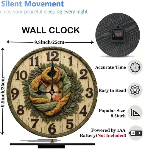 Miniatura 3 de Vintage Maple Wood Wall Clock for Home Office25cmx25cm