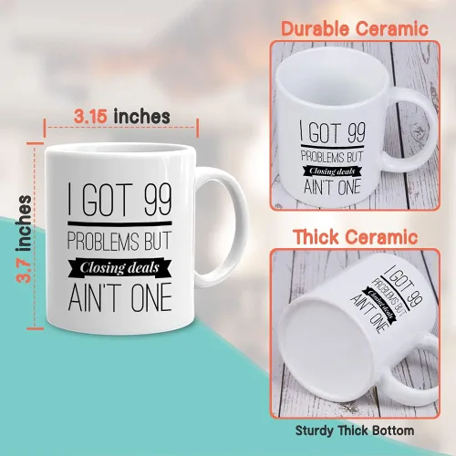 Miniatura 4 de Taza de café Realtors de 11 oz, color blanco, I Got 99 Problems Agente de Bienes Raíces Vendedor