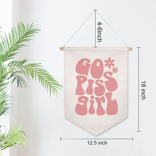 Miniatura 6 de Bandera Colgante de Pared para Chicas "Go Piss" Arte de Pared Moderno Idea de Regalo Graciosa y Divertida Decoración de Apartamento Decoración de Go