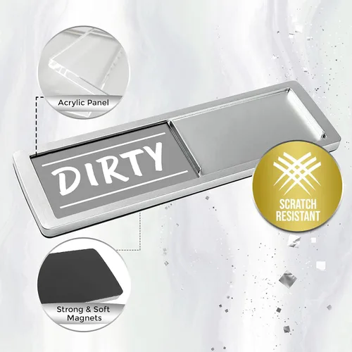 Miniatura 5 de Elegante imán para lavavajillas con texto en inglés "Clean Dirty", fácil de leer, fuerte magnético para decoración de cocina del hogar