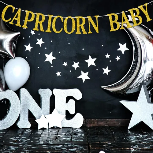 Miniatura 5 de Cartel de cumpleaños de Capricornio para bebé, letrero de temporada de Capricornio del zodiaco, horóscopo/astrología, suministros de decoración